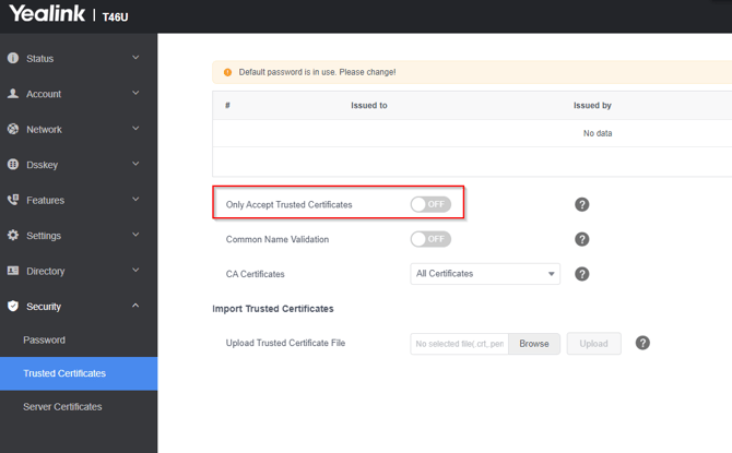 Only Accept Trusted Certificates Desactive